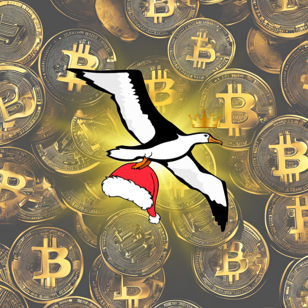 OG Collection '12x12' Physical Print - Albatross Gold Level - Gold Bitcoin Background
