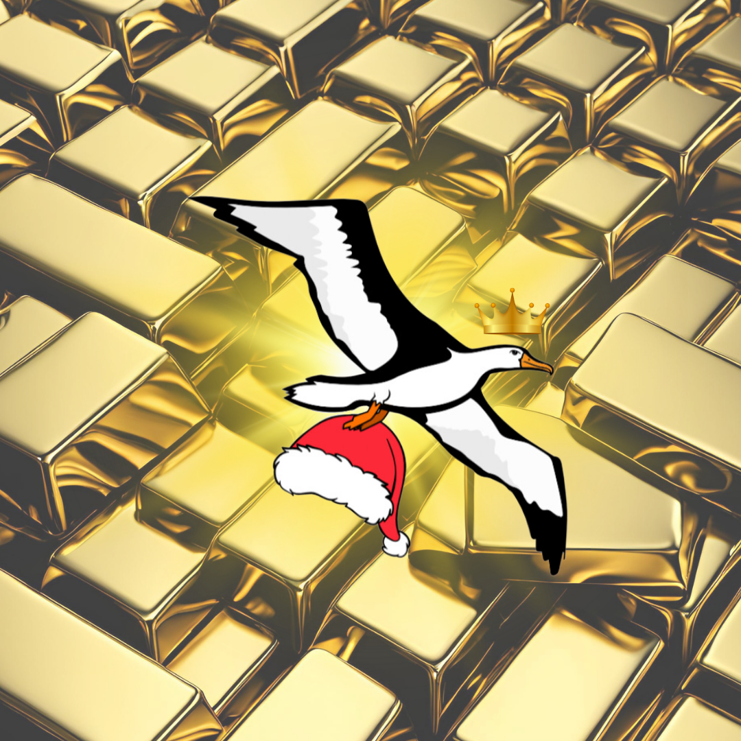 OG Collection '12x12' Physical Print - Albatross Gold Level - Gold Bars Background