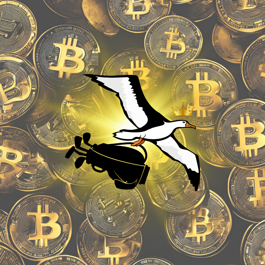 OG Collection '12x12' Physical Print - Albatross Gold Level - Gold Bitcoin Background