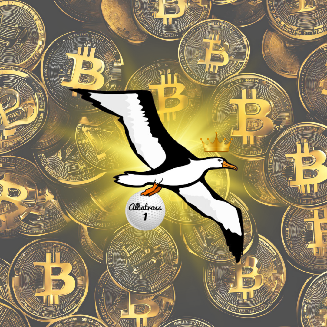 OG Collection '12x12' Physical Print - Albatross Gold Level - Gold Bitcoin Background