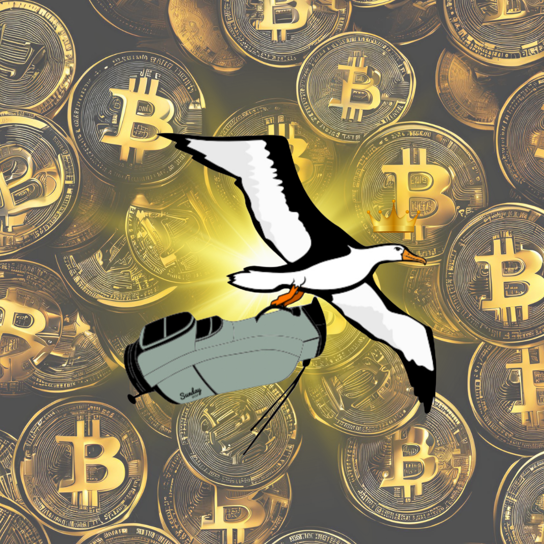 OG Collection '12x12' Physical Print - Albatross Gold Level - Gold Bitcoin Background