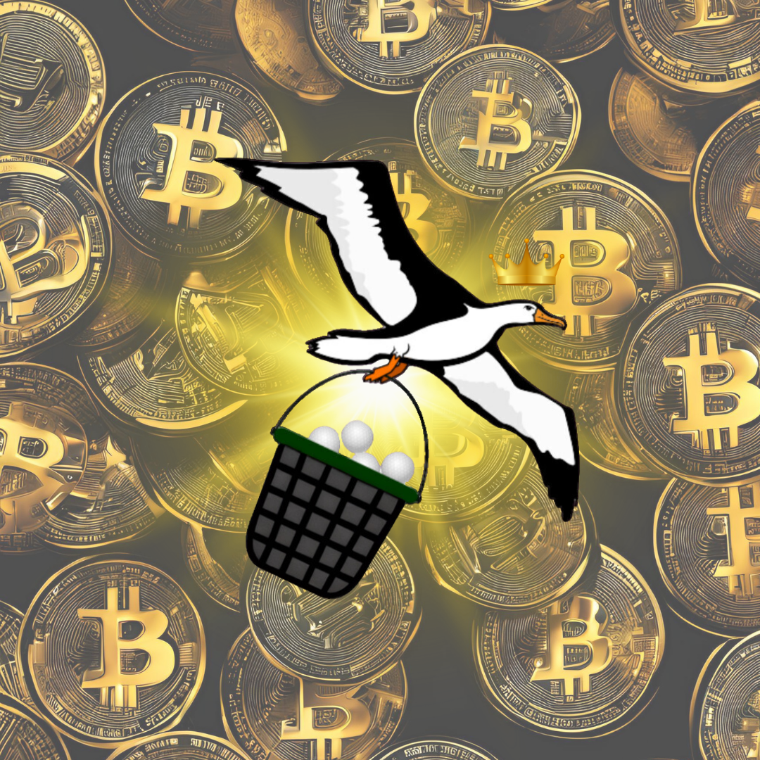 OG Collection '12x12' Physical Print - Albatross Gold Level - Gold Bitcoin Background