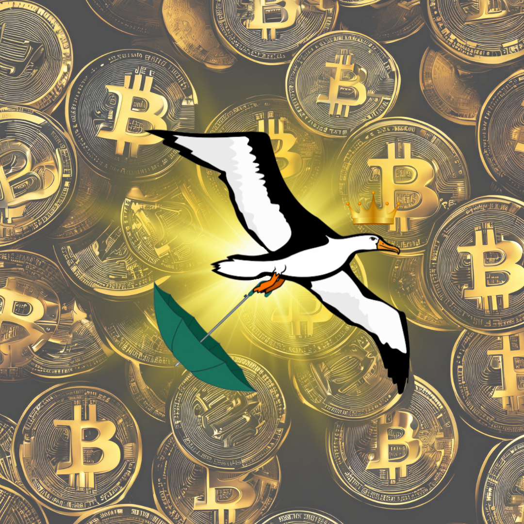 OG Collection '12x12' Physical Print - Albatross Gold Level - Gold Bitcoin Background