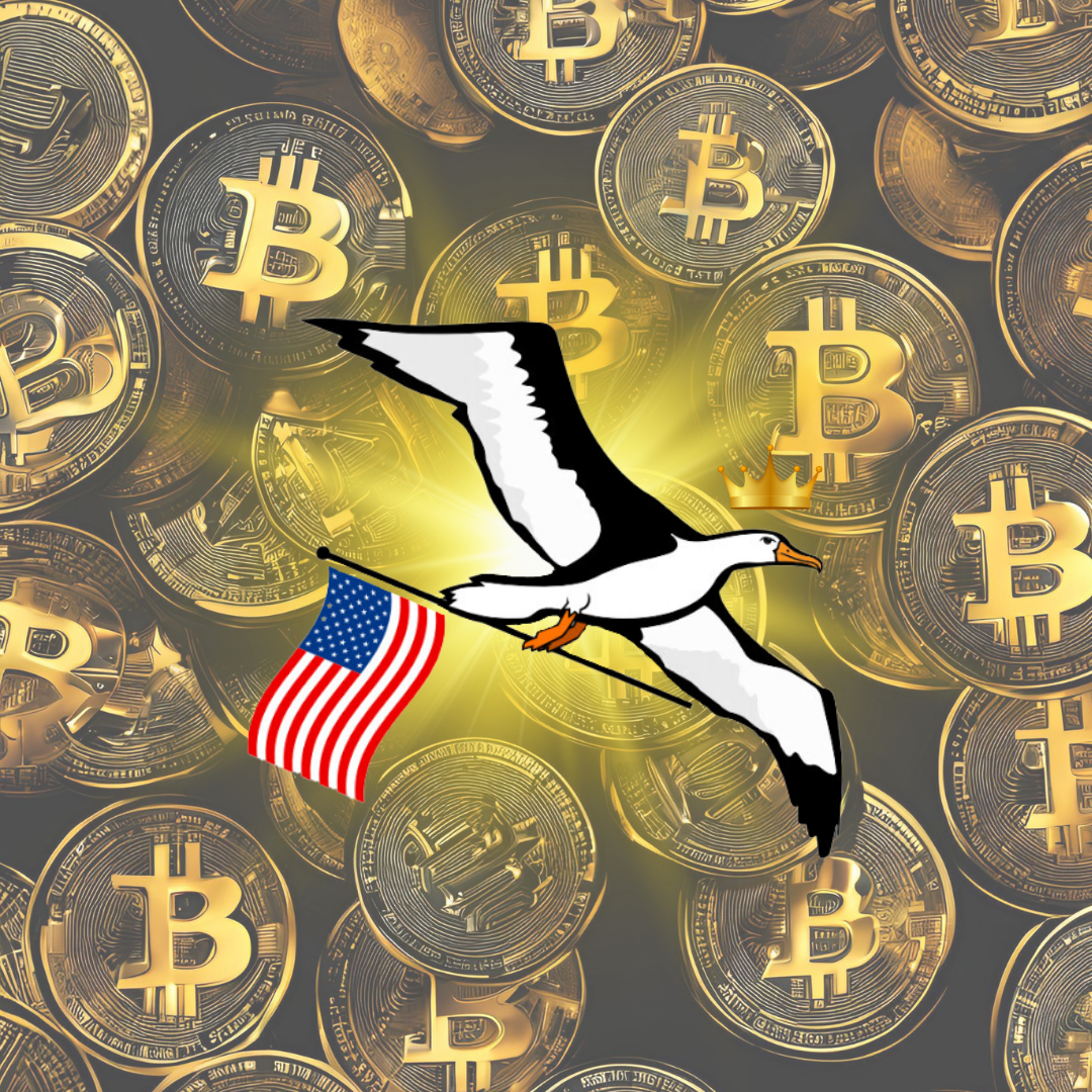 OG Collection '12x12' Physical Print - Albatross Gold Level - Gold Bitcoin Background
