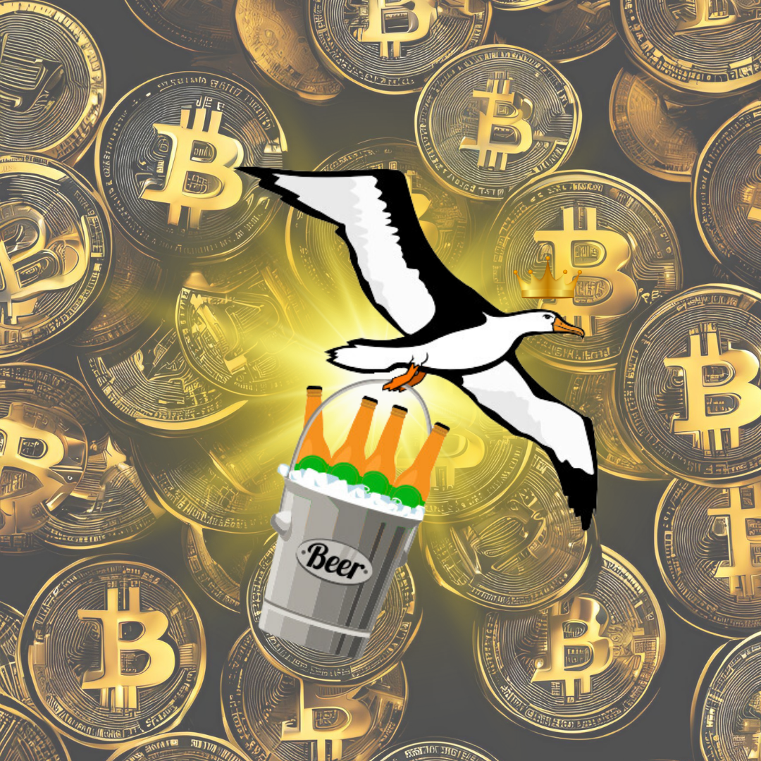 OG Collection '12x12' Physical Print - Albatross Gold Level - Gold Bitcoin Background