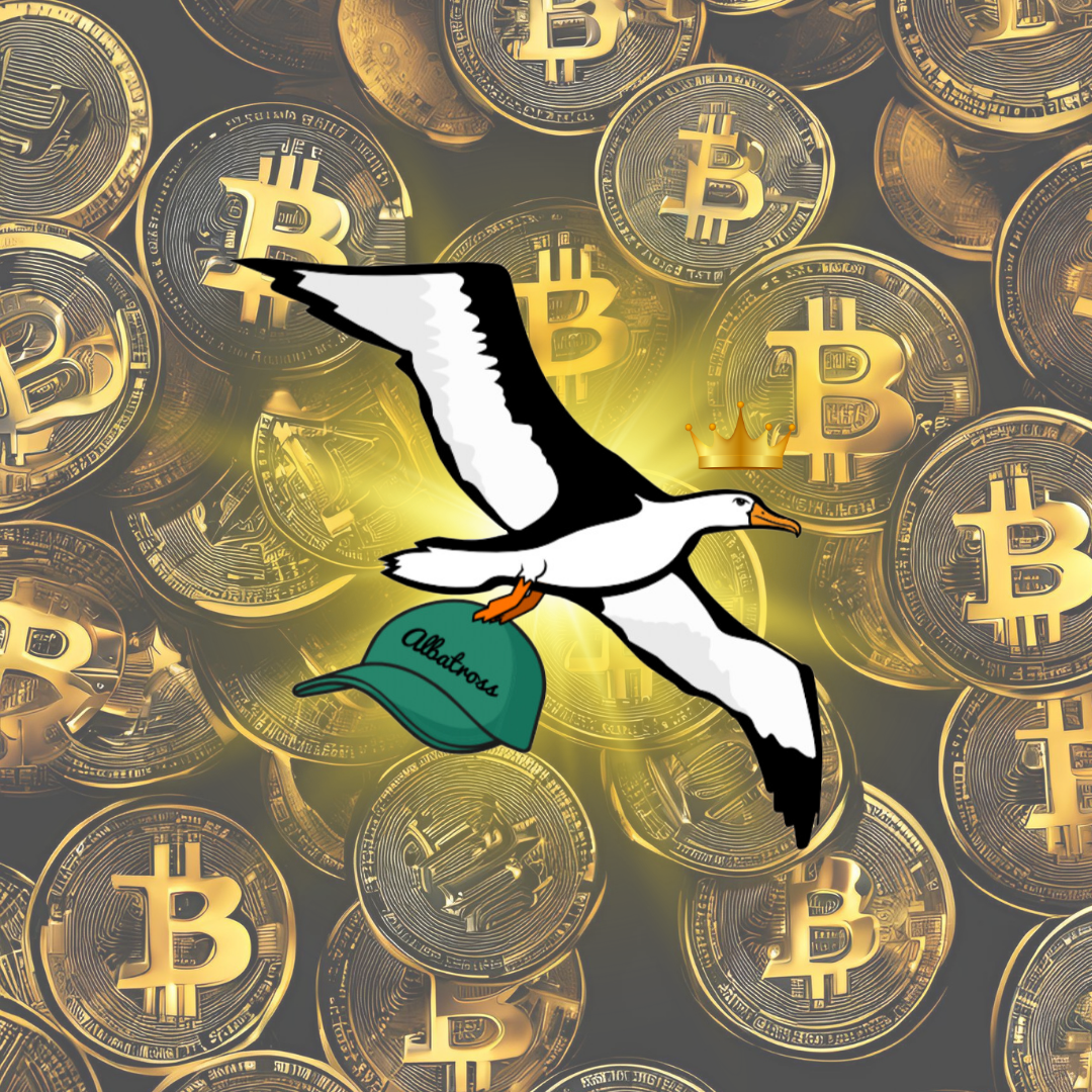 OG Collection '12x12' Physical Print - Albatross Gold Level - Gold Bitcoin Background