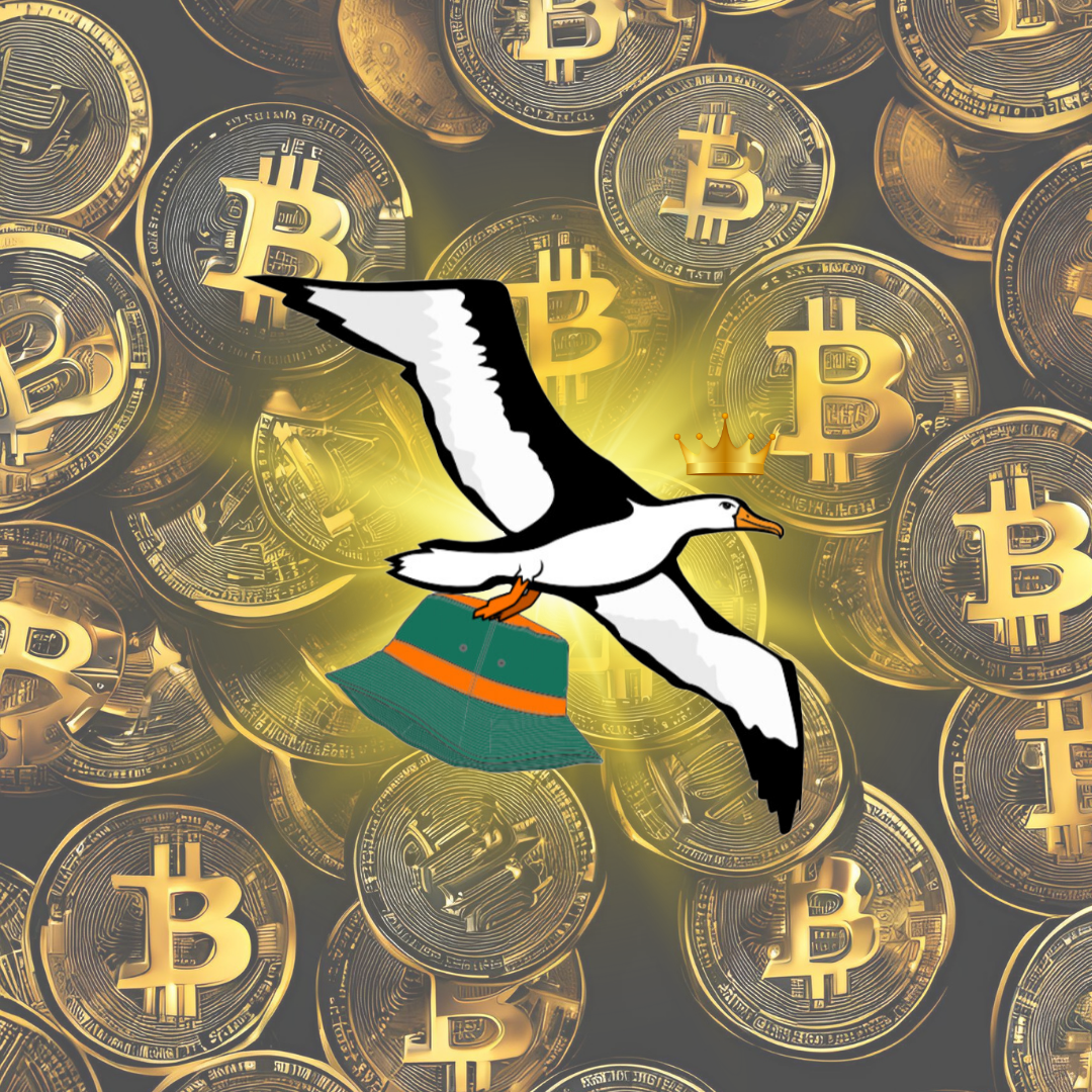 OG Collection '12x12' Physical Print - Albatross Gold Level - Gold Bitcoin Background