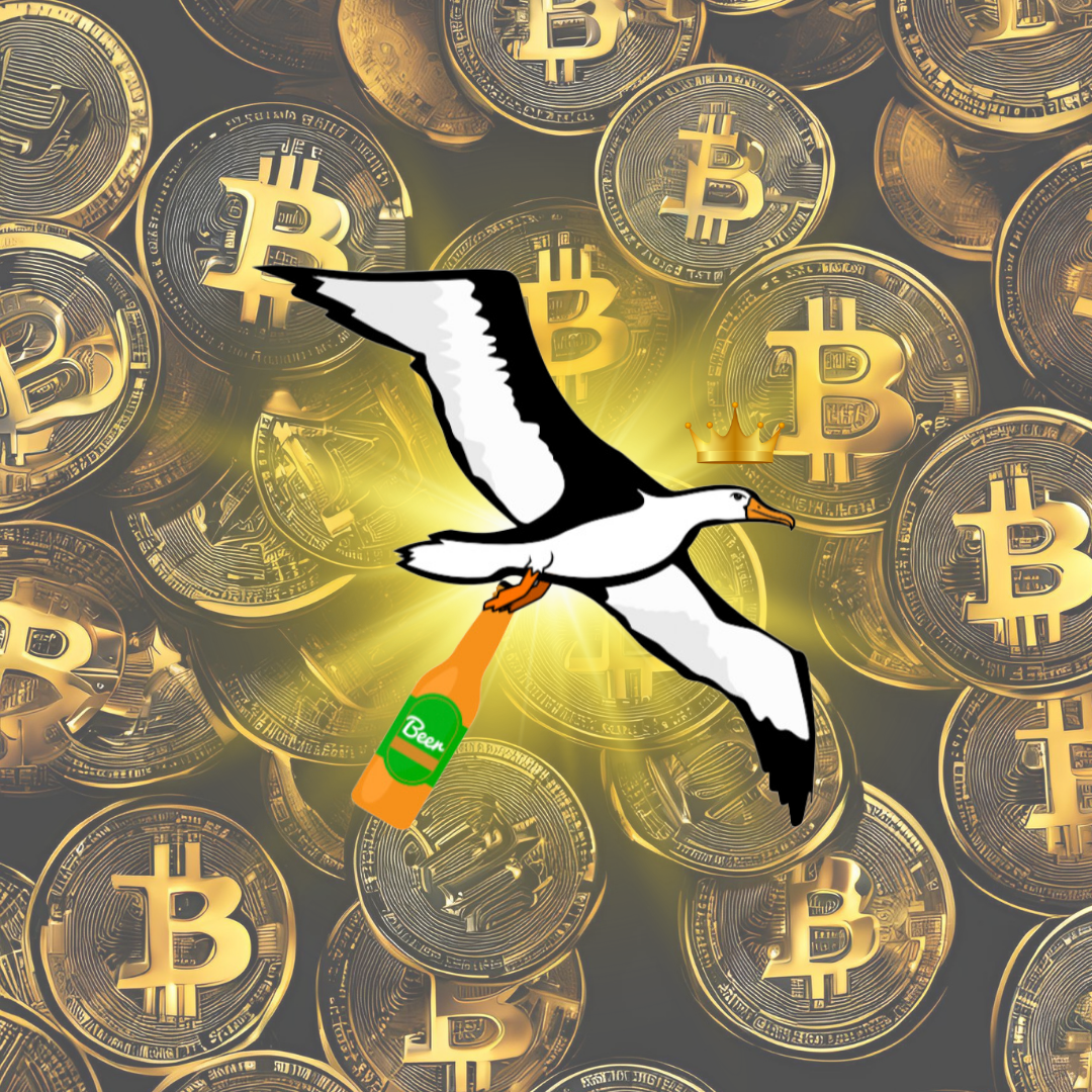 OG Collection '12x12' Physical Print - Albatross Gold Level - Gold Bitcoin Background