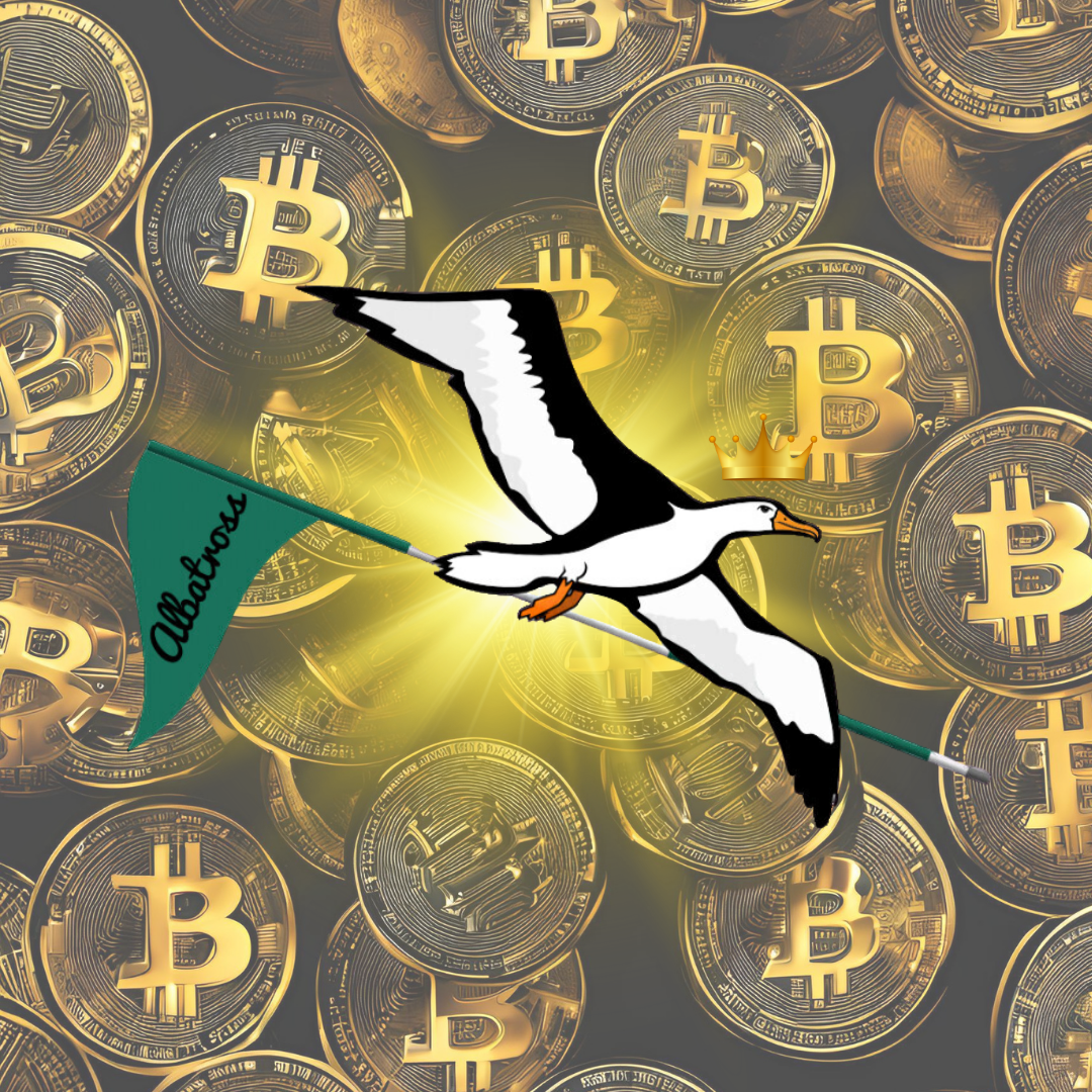 OG Collection '12x12' Physical Print - Albatross Gold Level - Gold Bitcoin Background
