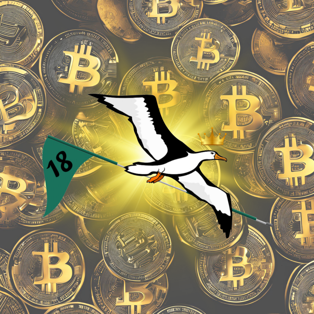 OG Collection '12x12' Physical Print - Albatross Gold Level - Gold Bitcoin Background