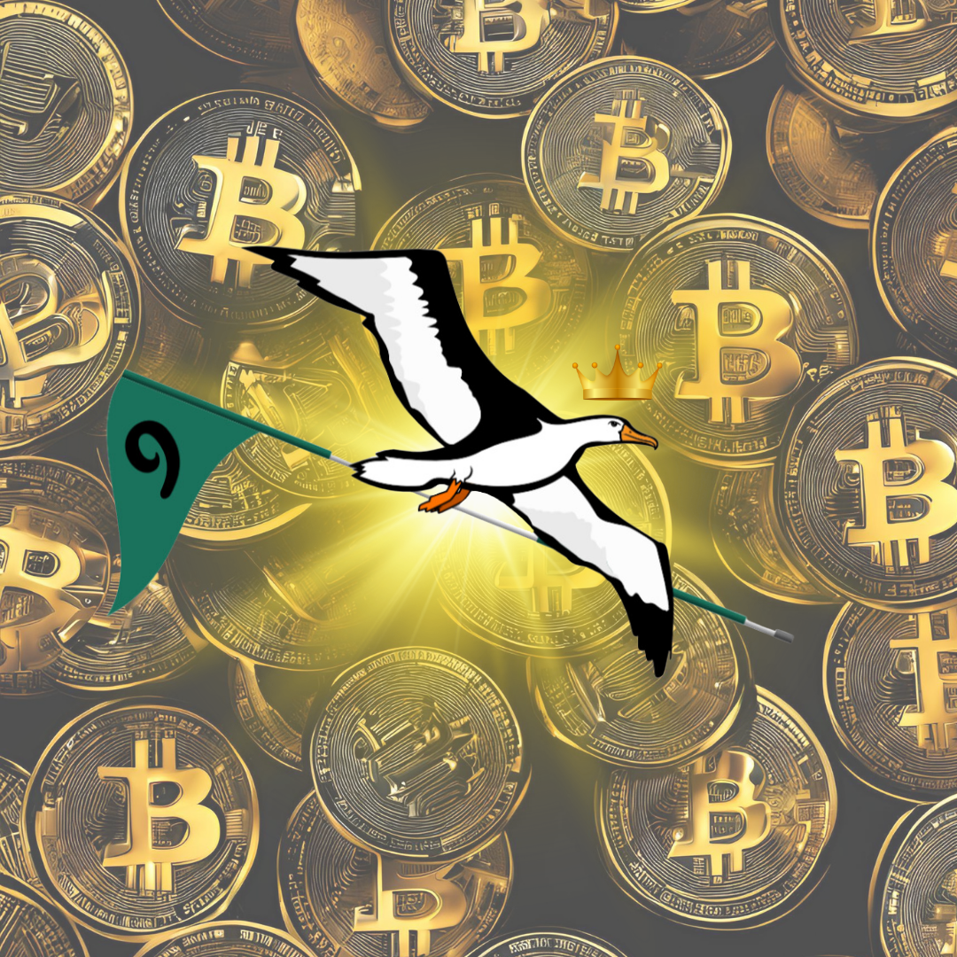 OG Collection '12x12' Physical Print - Albatross Gold Level - Gold Bitcoin Background