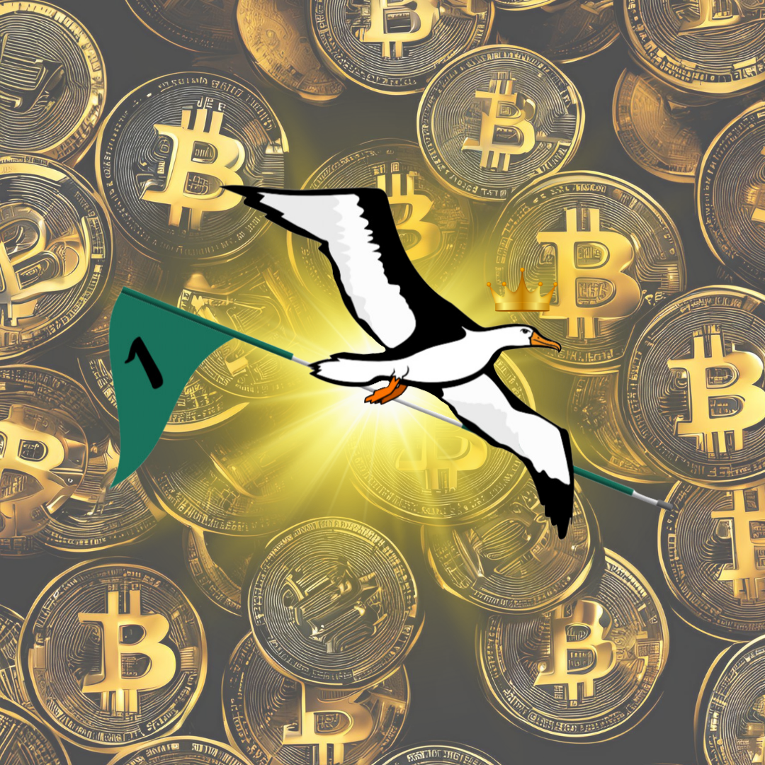 OG Collection '12x12' Physical Print - Albatross Gold Level - Gold Bitcoin Background