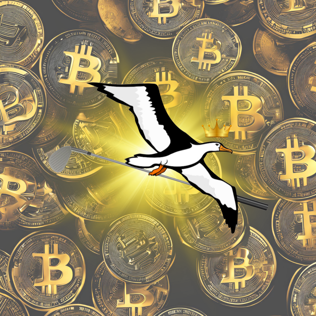 OG Collection '12x12' Physical Print - Albatross Gold Level - Gold Bitcoin Background