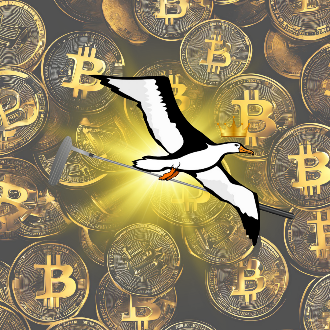 OG Collection '12x12' Physical Print - Albatross Gold Level - Gold Bitcoin Background
