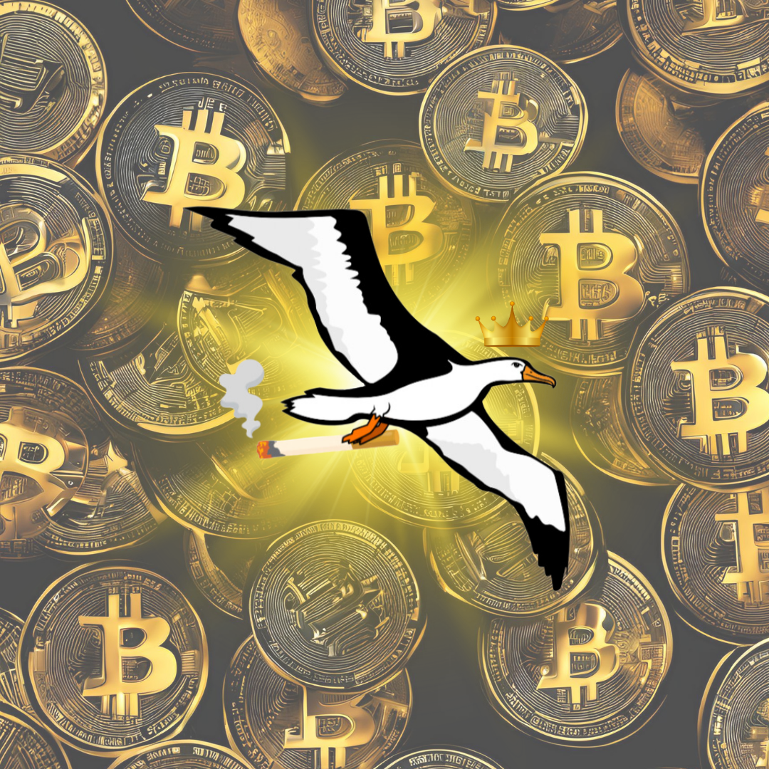 OG Collection '12x12' Physical Print - Albatross Gold Level - Gold Bitcoin Background