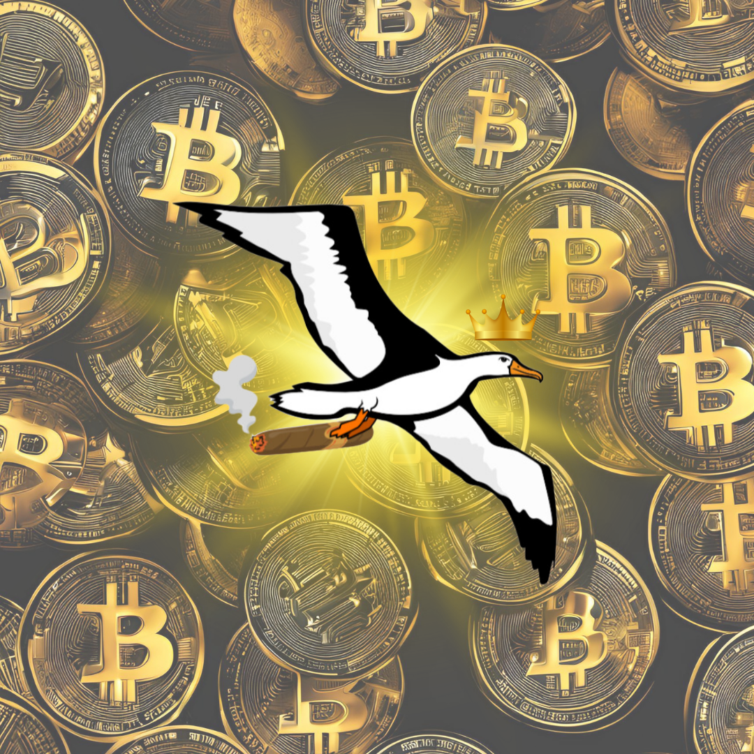 OG Collection '12x12' Physical Print - Albatross Gold Level - Gold Bitcoin Background