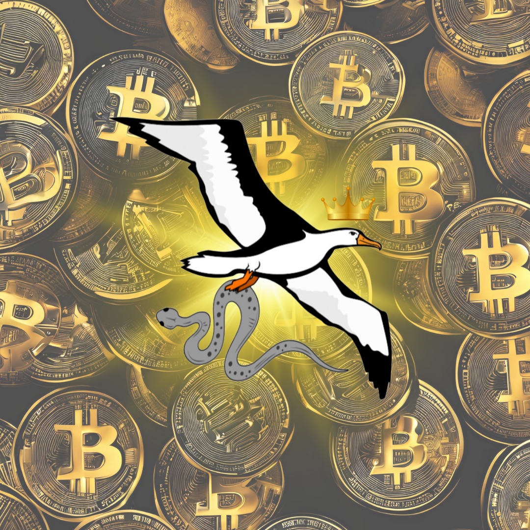 OG Collection '12x12' Physical Print - Albatross Gold Level - Gold Bitcoin Background