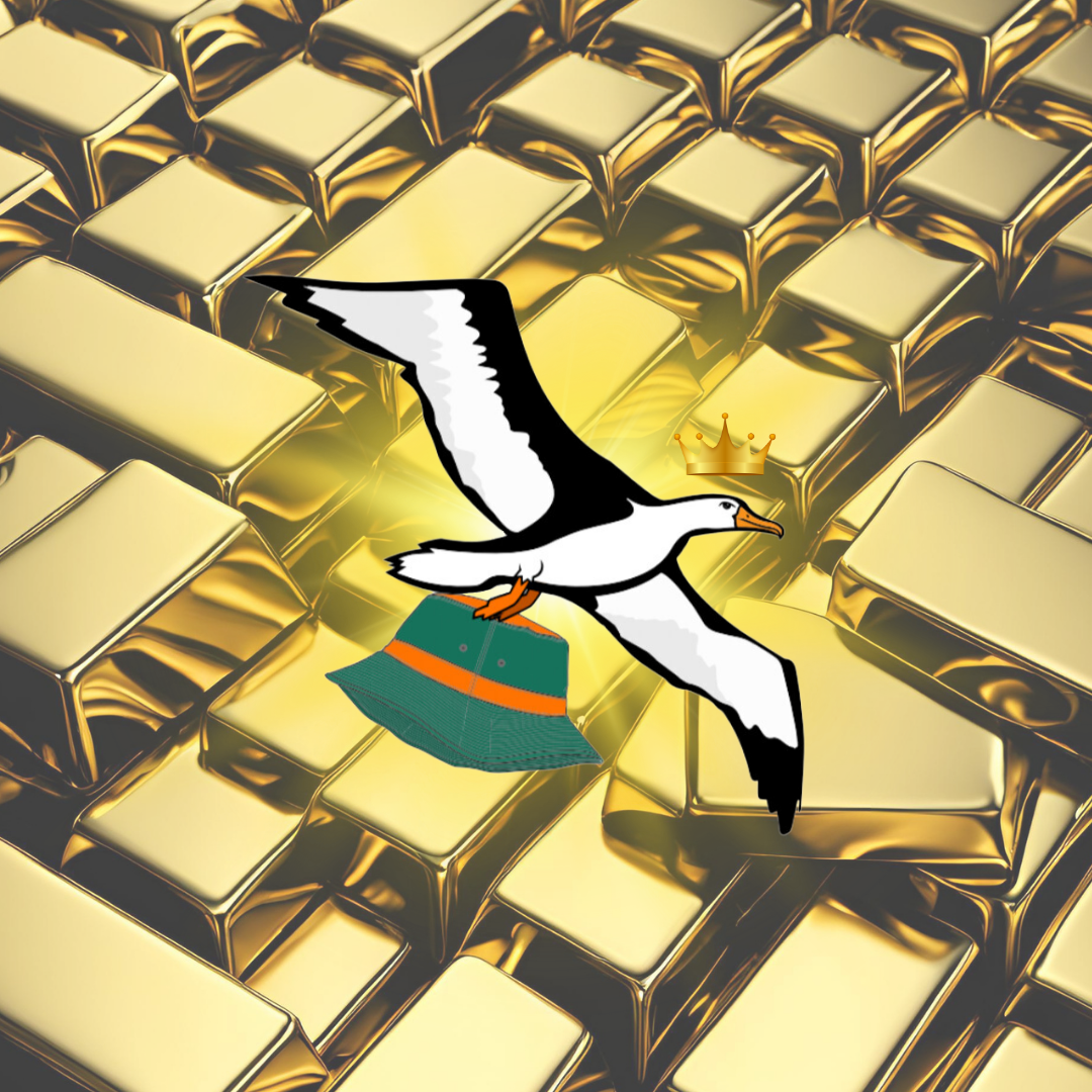 OG Collection '12x12' Physical Print - Albatross Gold Level - Gold Bars Background