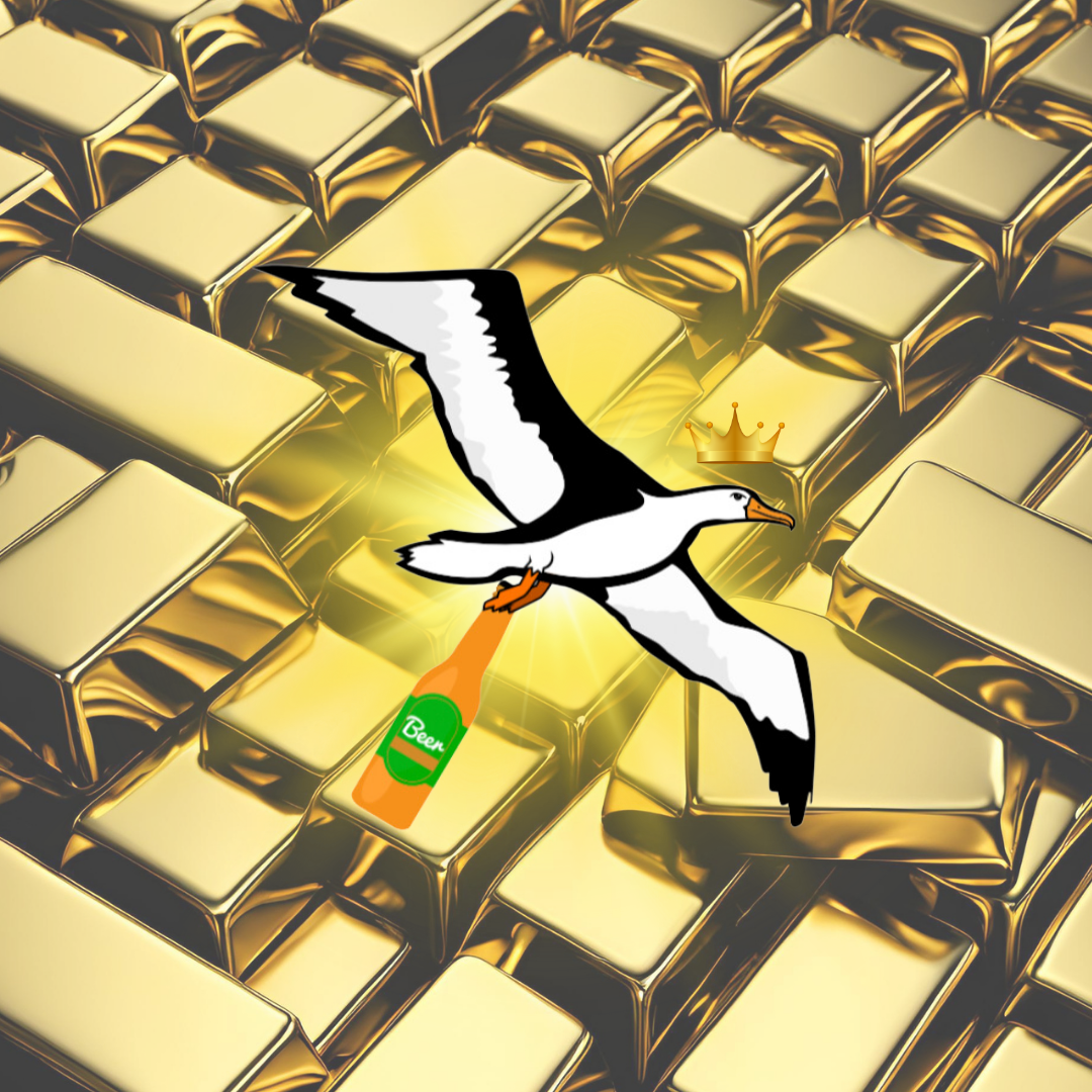 OG Collection '12x12' Physical Print - Albatross Gold Level - Gold Bars Background