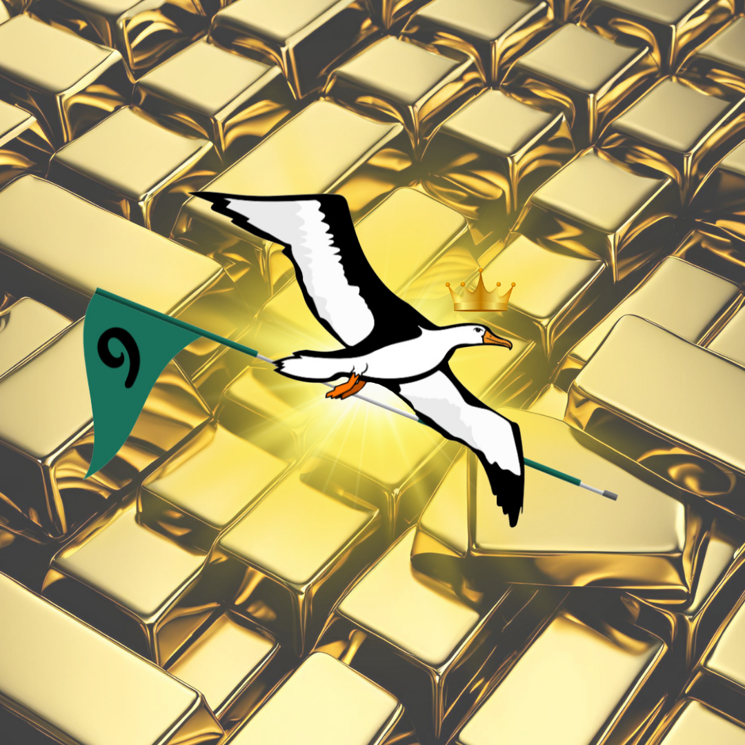 OG Collection '12x12' Physical Print - Albatross Gold Level - Gold Bars Background
