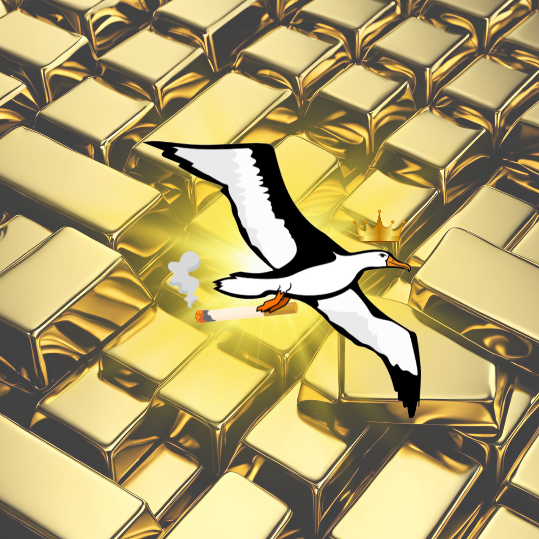 OG Collection '12x12' Physical Print - Albatross Gold Level - Gold Bars Background