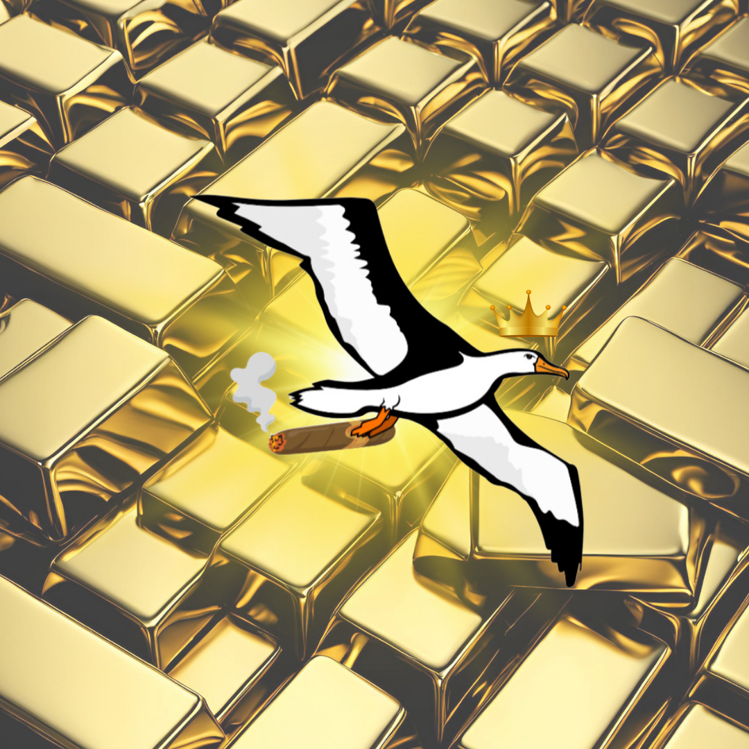 OG Collection '12x12' Physical Print - Albatross Gold Level - Gold Bars Background